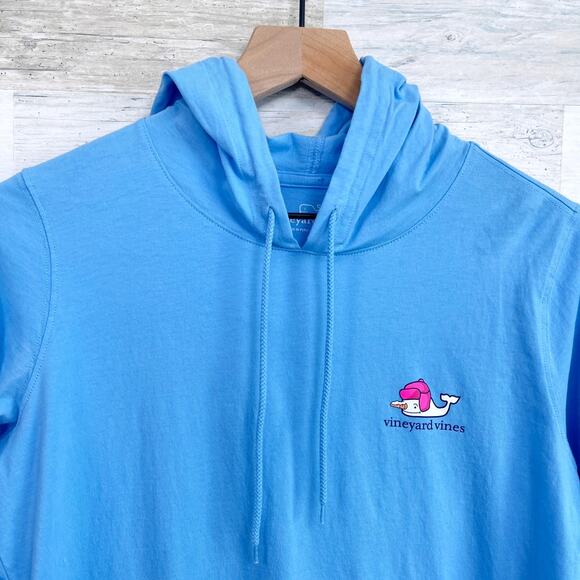 Vineyard Vines Snowman Whale Long-Sleeve Hooded Pocket Tee Blue Mens Small - Picture 3 of 8
